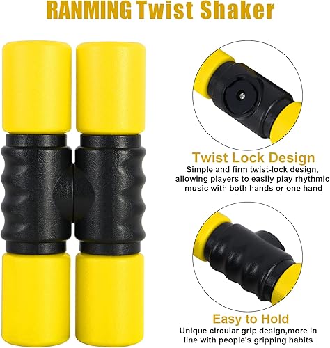 Vista 20 de RANMING Twist Shaker ABS Double Row Shakers Instrumentos de percusión Instrumentos de percusión latina de volumen medio para acompañamiento, Negro