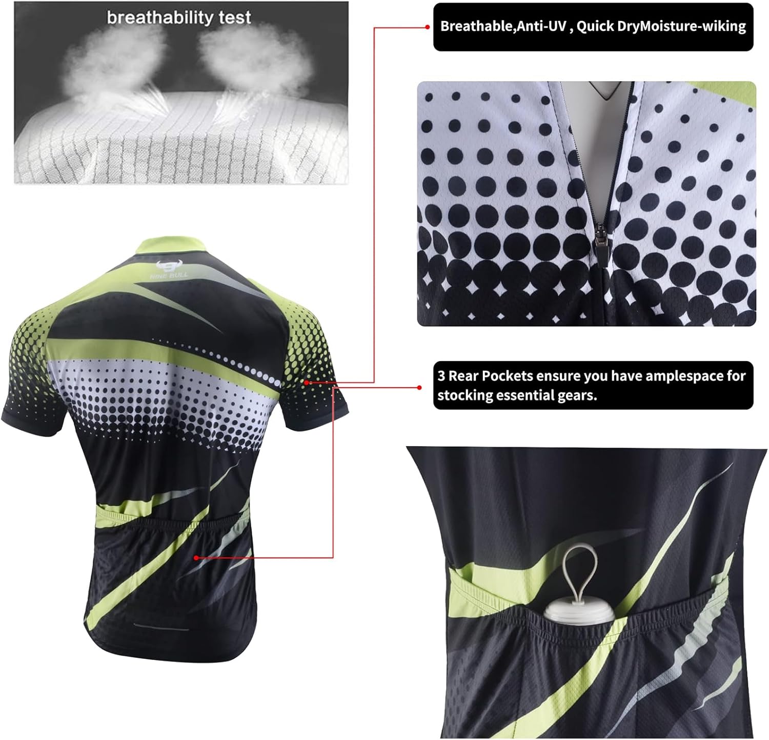 Men's Cycling Jersey Set - Reflective Quick-Dry Biking Shirt and 3D Padded Cycling Bike Shorts - Image 2