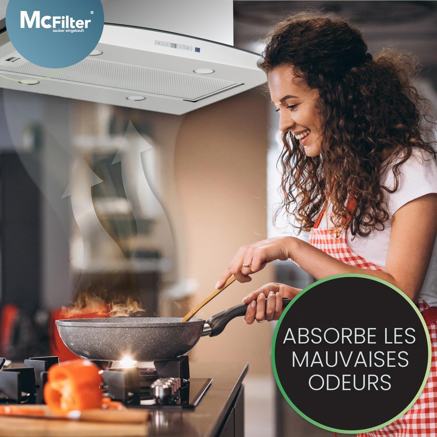 McFilter | 4x filtres à charbon actif Ø 150mm EFF75 pour hotte aspirante, convient pour filtre à charbon AEG 405509371/2, Faber 112.0067.944 + 112.0254.245, IKEA 203.383.74, NYTTIG FIL 500