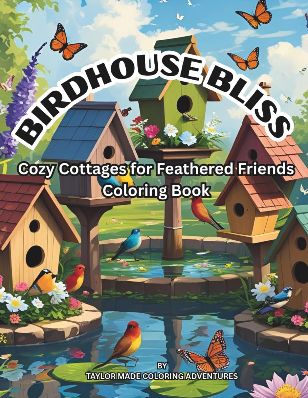 Birdhouse Bliss: A Bird House Coloring Adventure, Fun Bird House Coloring Book Kids, Adults & Seniors. 8.5 x 11, 51 pages, 26 Bird House Images. Easy