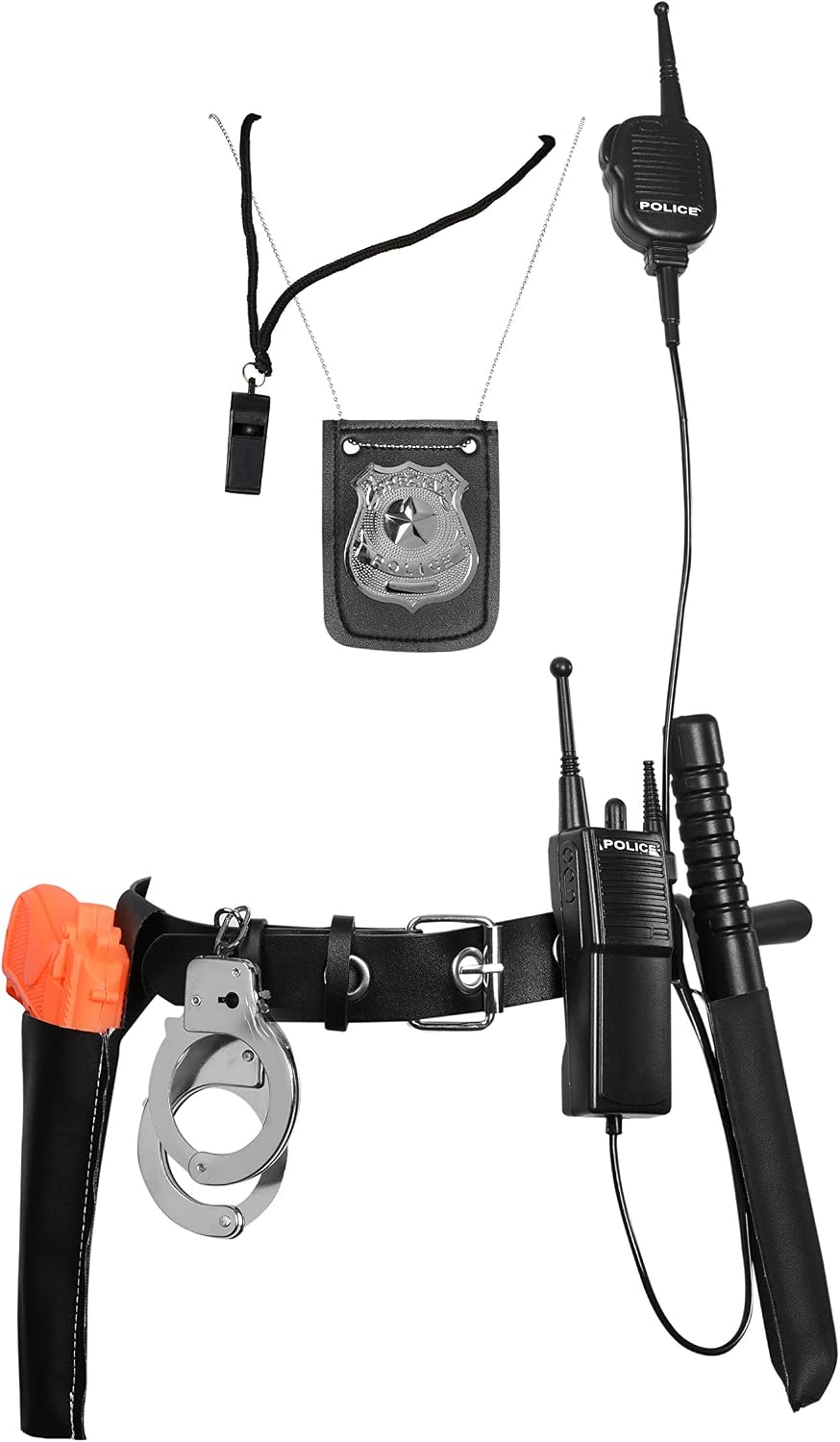 Ultimate All-In-One Police Accessory Role Play Set For Kids – Includes Gun, handcuffs, police badge and More, Durable Plastic Construction, Police Force Halloween Accessories For Kids