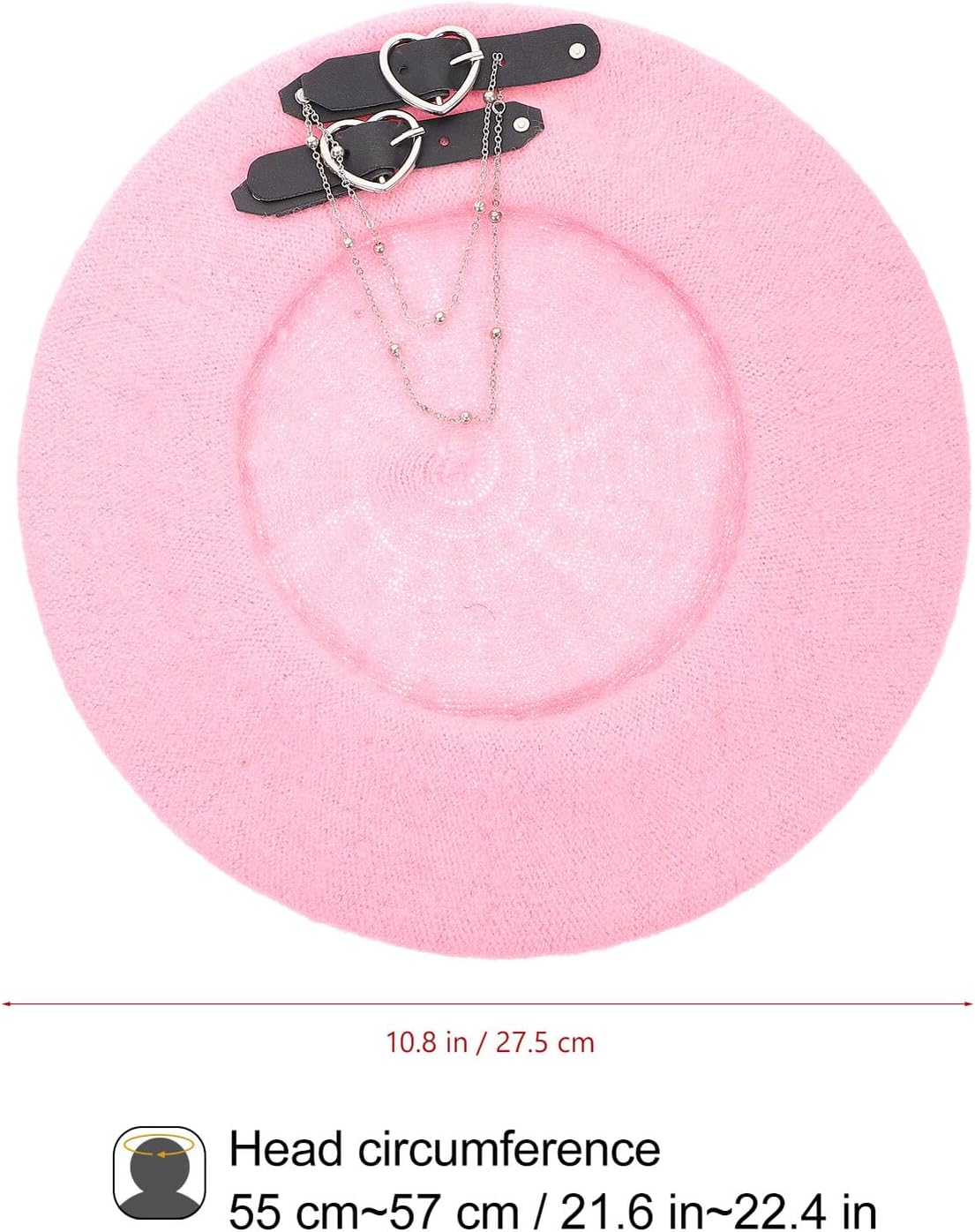 Breathable Pink Beret Hat Women’s Decorative Sunshade Beret for Vintage Style 55-57cm Adjustable Outdoor Fashion Accessory