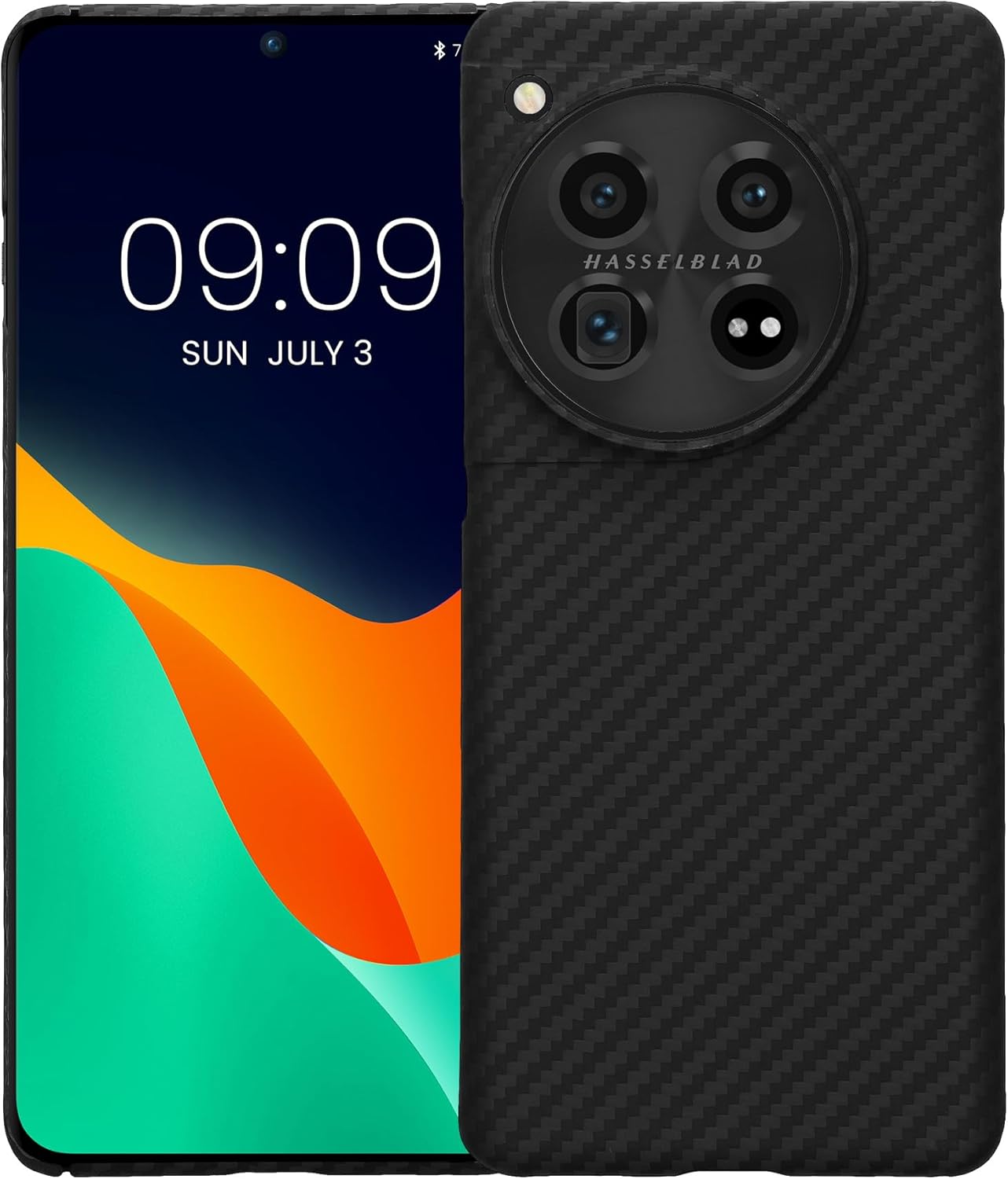 kalibri Aramid Fiber Case Compatible with OnePlus 12 - Case Super Slim Strong Protective Phone Cover - Black Matte