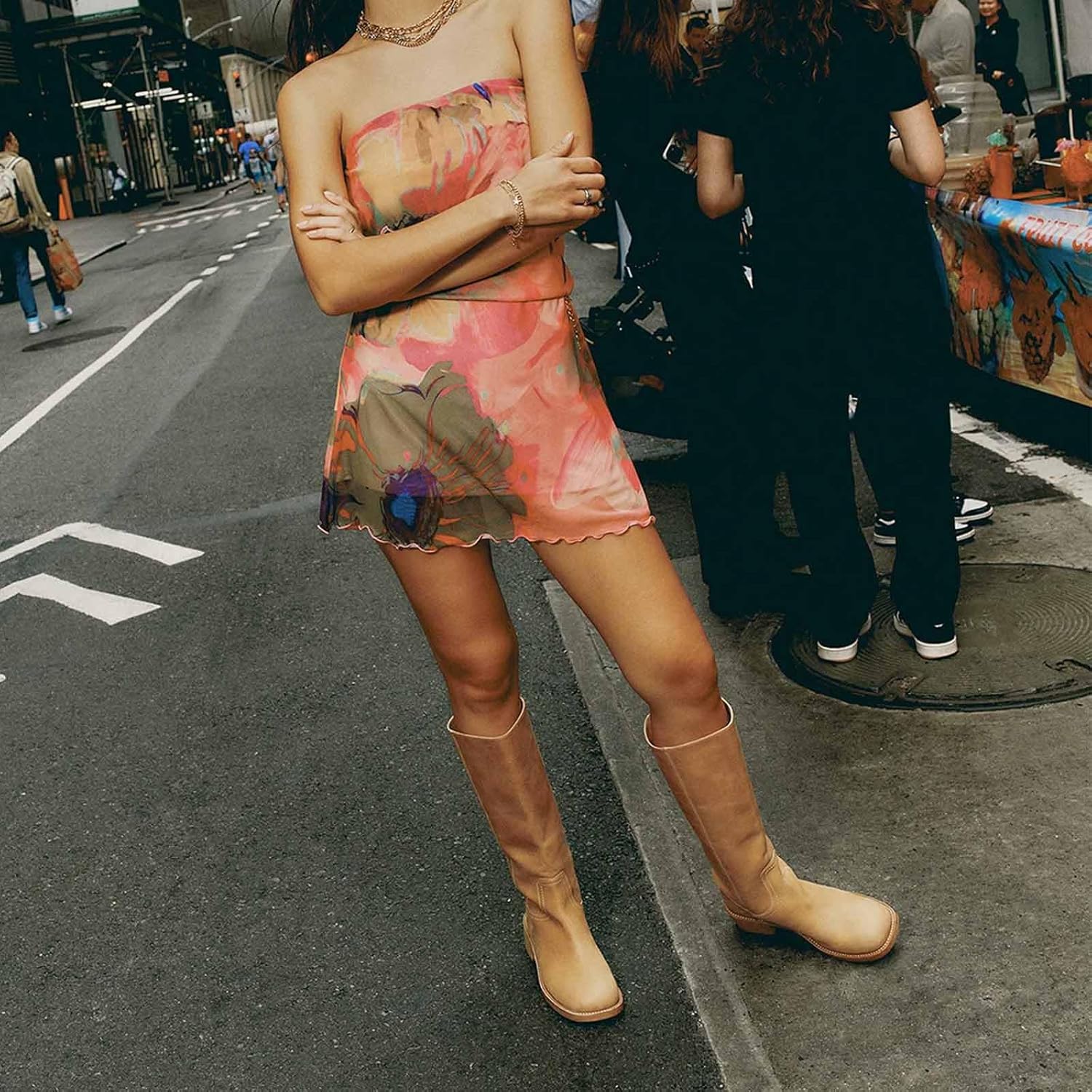 Womens Banana Knee High Boots Square Toe Comfortable Campus Boots Block Heel Riding Boots Wide Calf Long Tall Boots - Image 3