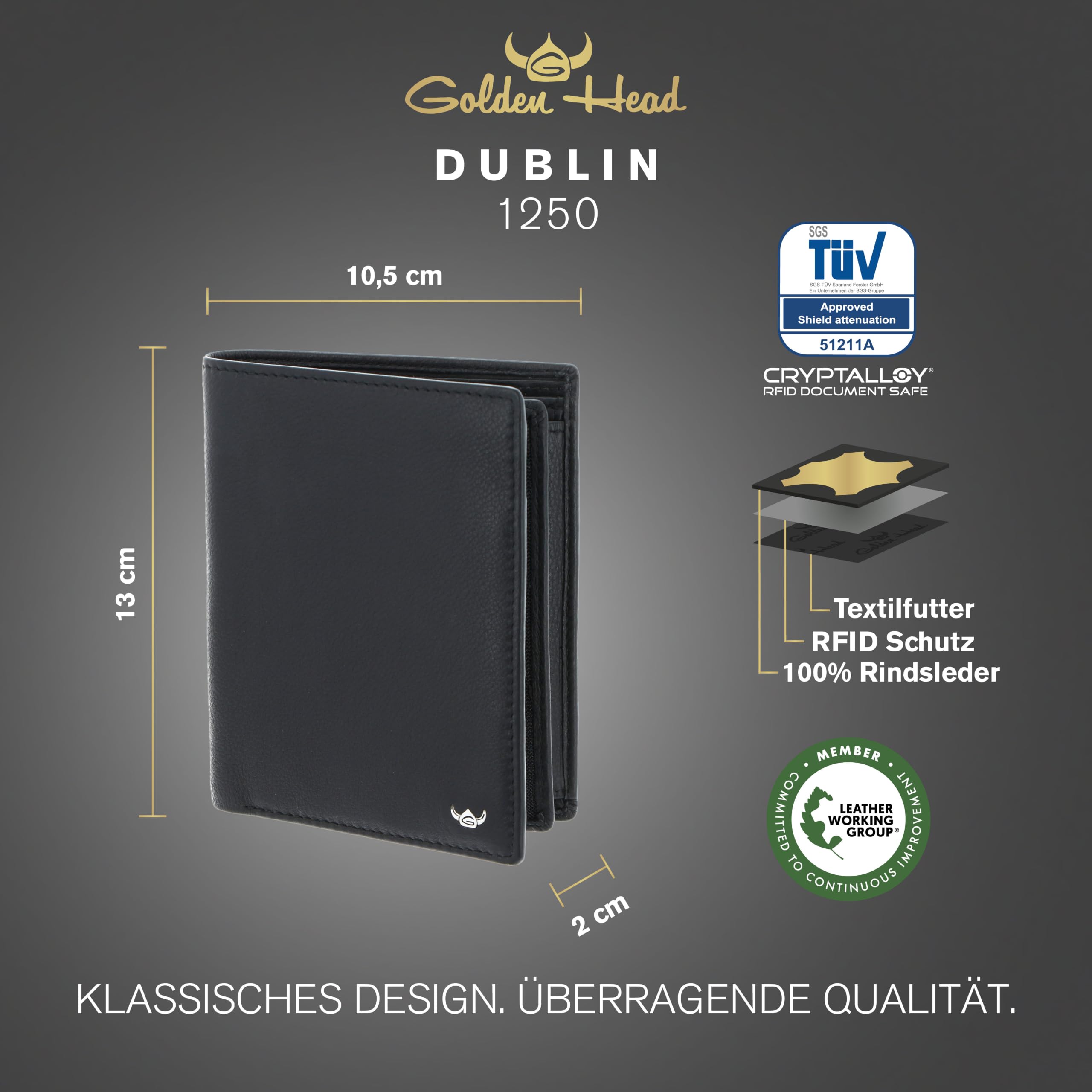 Golden Head Leder Geldbörse Dublin RFID Protect Kombischeintasche 1250 Schwarz