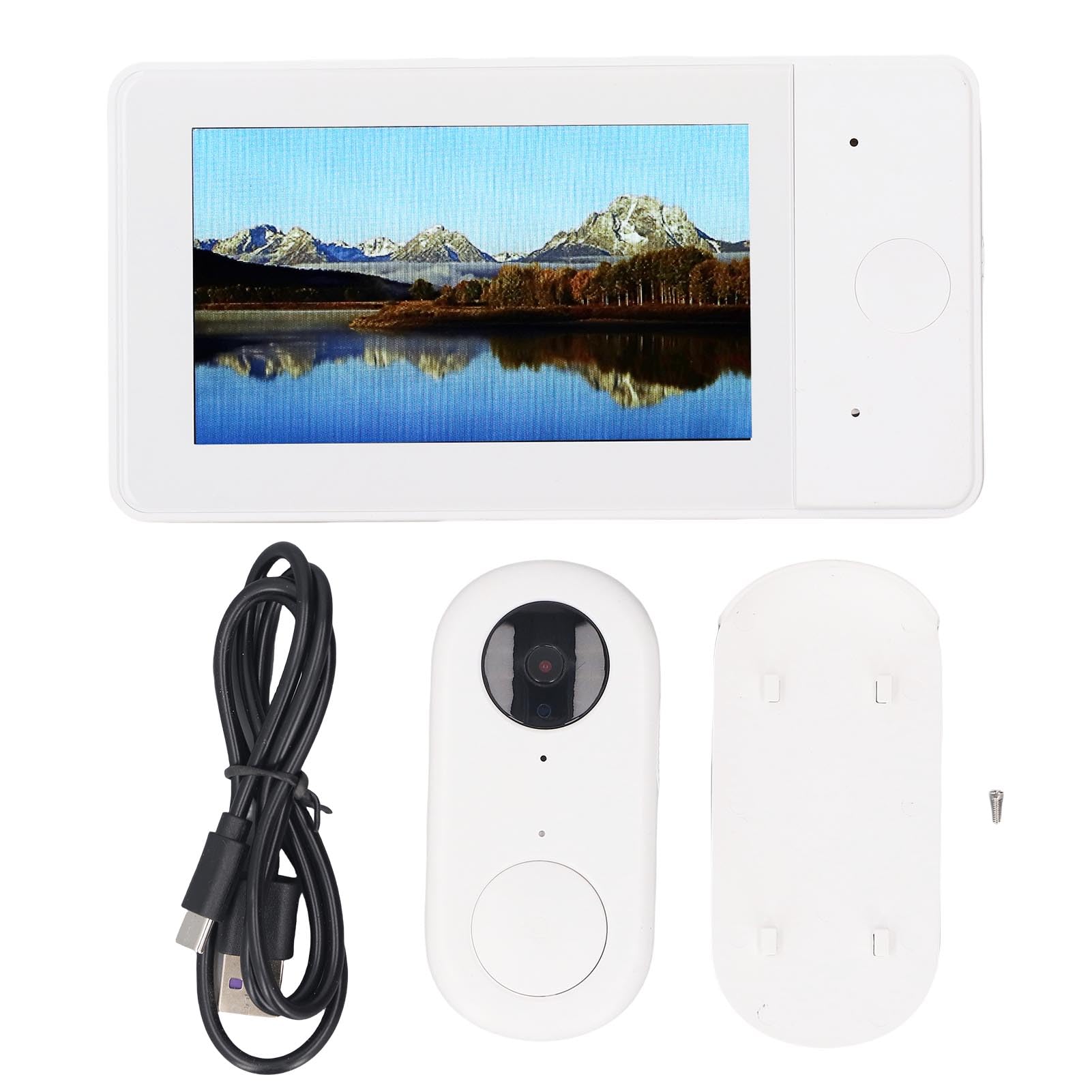 Sxhlseller de Videoportero Inalámbrico, Cámara de Timbre Visual con Lente Gran Angular de 8MP y 170 ° con Pantalla de 4,3 Pulgadas Modo Nocturno Voz Bidireccional, para Seguridad en el