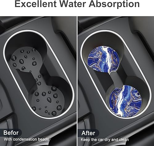 Miniatura 4 de Portavasos para automóvil, posavasos para portavasos de automóvil, paquete de 4 unidades, insertos antideslizantes universales de cerámica