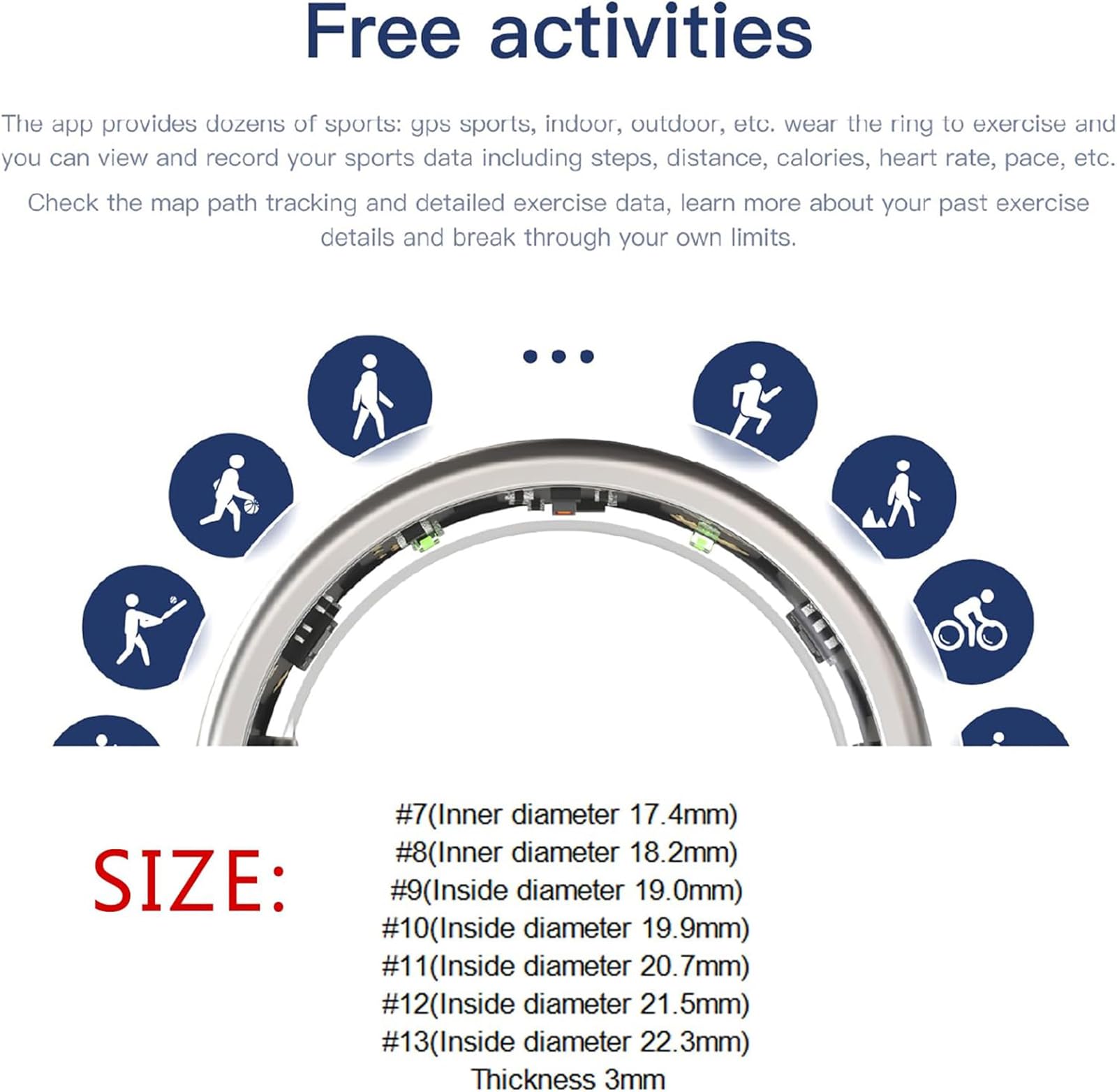 Fitness Smart Ring – Monitoraggio del sonno, impermeabile, risparmio energetico, monitora la salute, la temperatura corporea, la qualità del sonno e la frequenza cardiaca