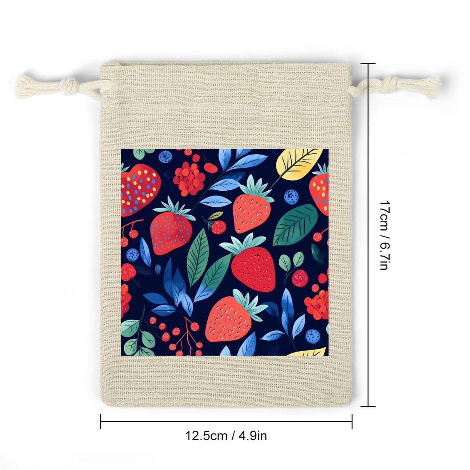Strawberries Blueberries 8 Pack Small Gift Bags Cotton And Linen Drawstring Pockets Sachet Bag for Party Home Supplies