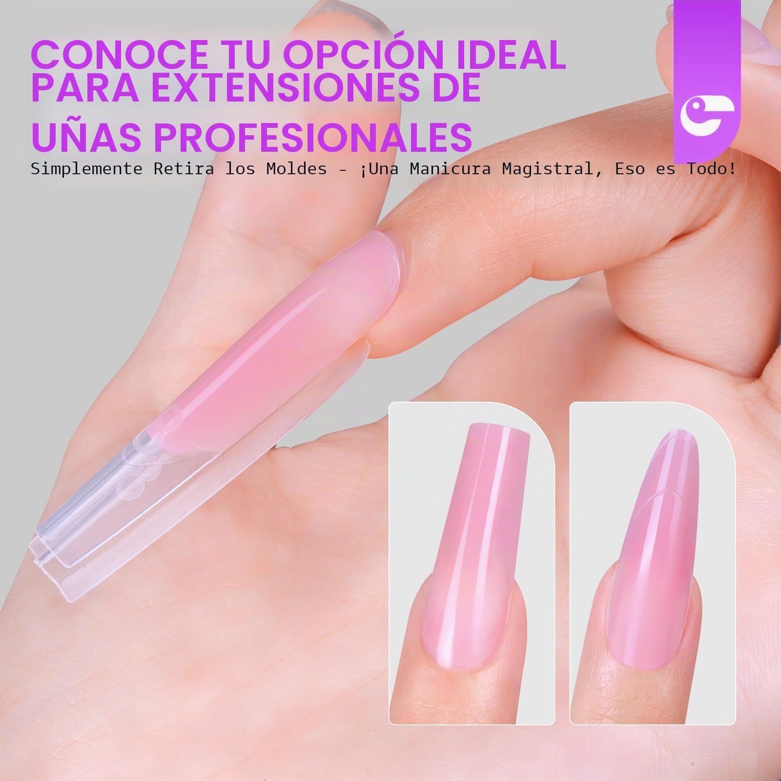 Gelike ec Formas de uñas dobles profesionales para gel constructor: diseño sándwich formas de uñas 240 piezas 15 tamaños - Para extensiones de gel impecables - Fácil para bricolaje y salón - Bailarina