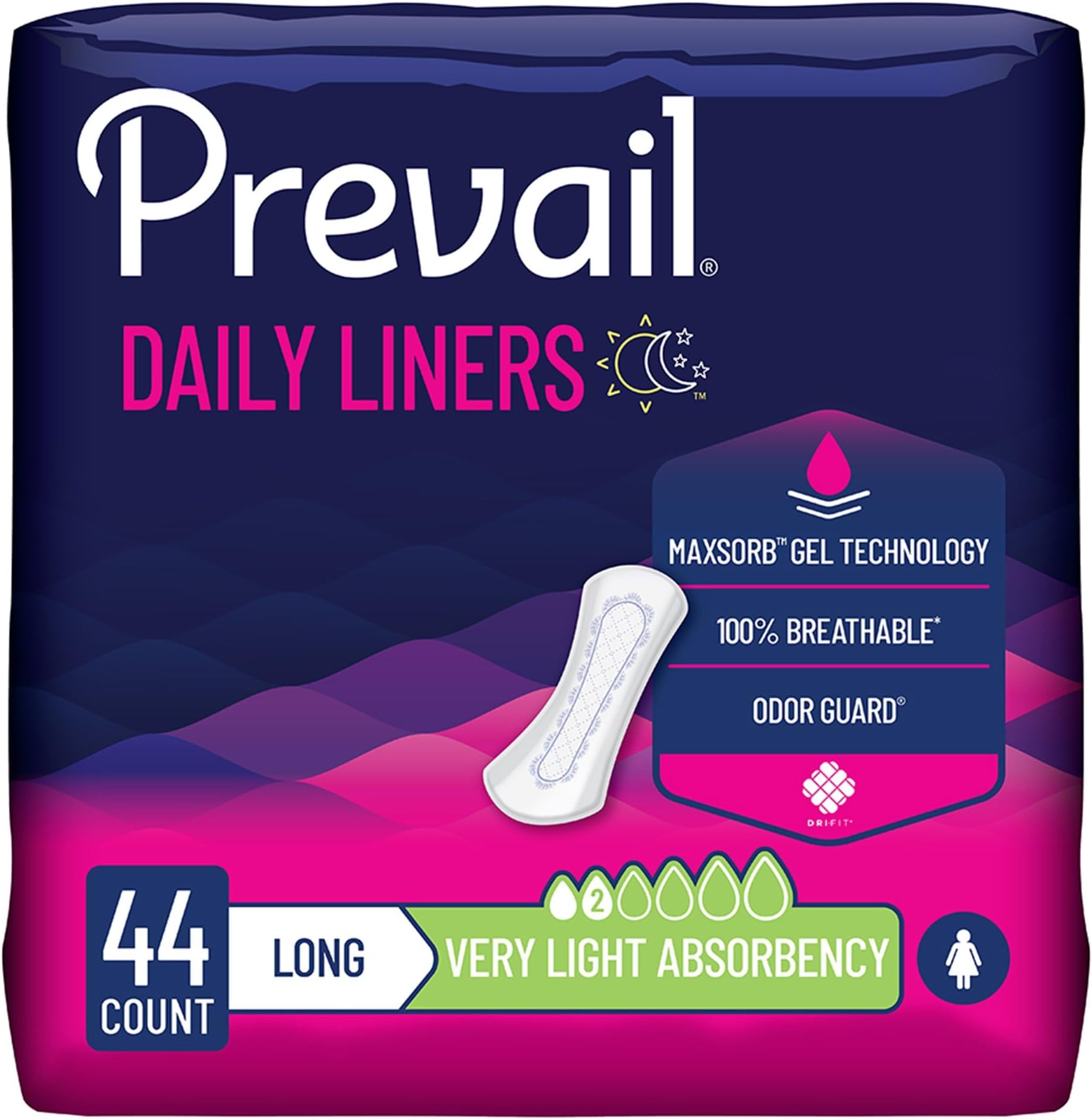 Prevail Long Incontinence Liner, 176 Count