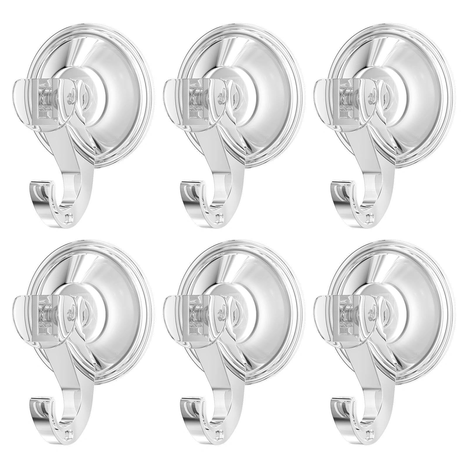 Brysalis Pack of 6 Suction Cup Hooks, Suction Cups for Windows, Suction Hooks Transparent, Suction Cups Bathroom, Suction Cup Hooks Kitchen, Window Hooks for Hanging Towels, Fairy Lights, Decorations