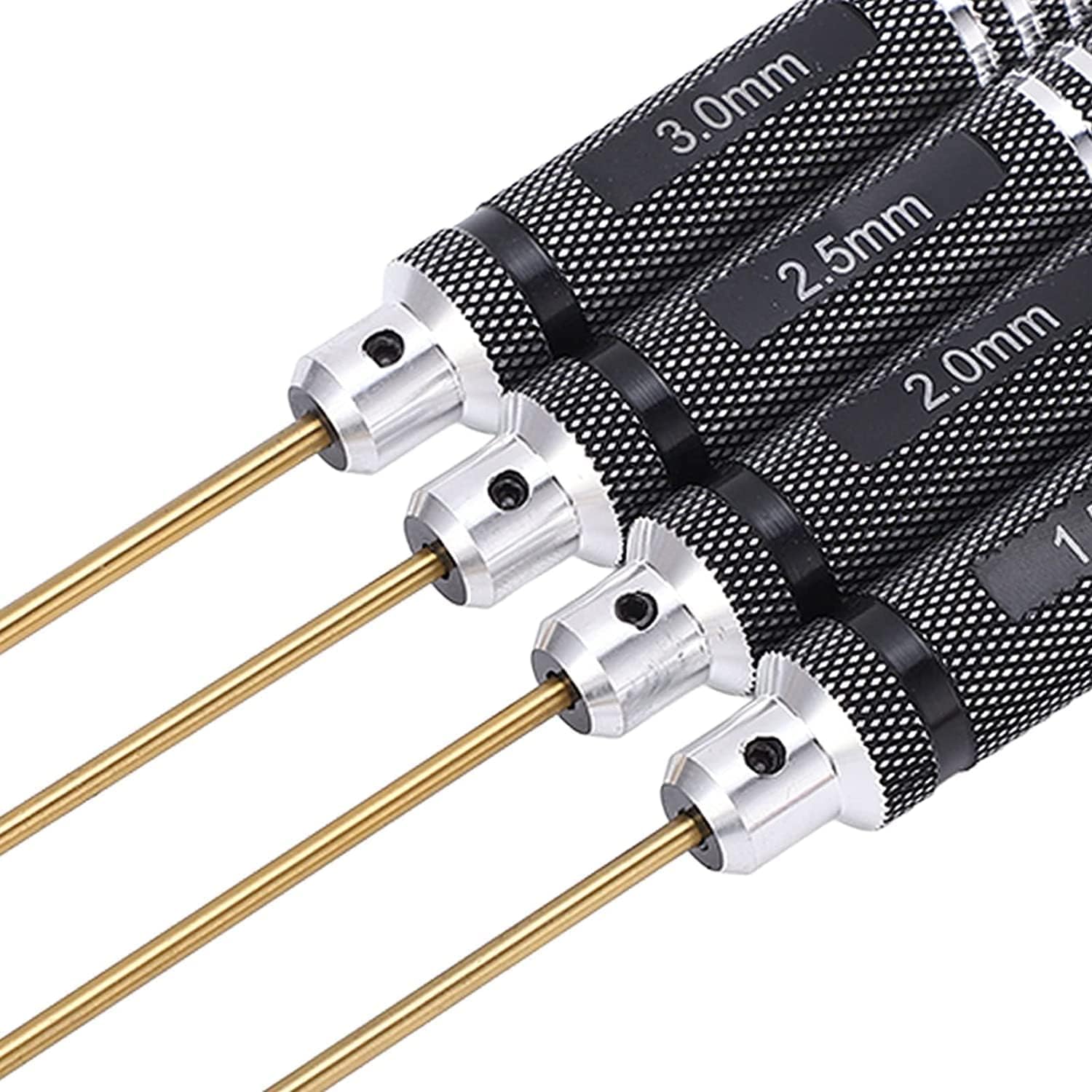 4Pcs RC Hex Driver Set, Titanium RC Screwdriver Tools Kit Set,1.5mm 2.0mm 2.5mm 3.0mm,Hexagonal Screwdriver Wrench Repair Tools for RC Model Helicopter Boat Cars