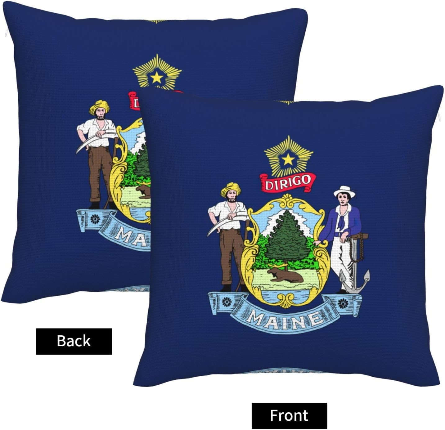 Maine State Flag Imitation Linen Pillowcase -2 Sets, Fashionable Home Decoration, Used for Sofas, Gardens, beds