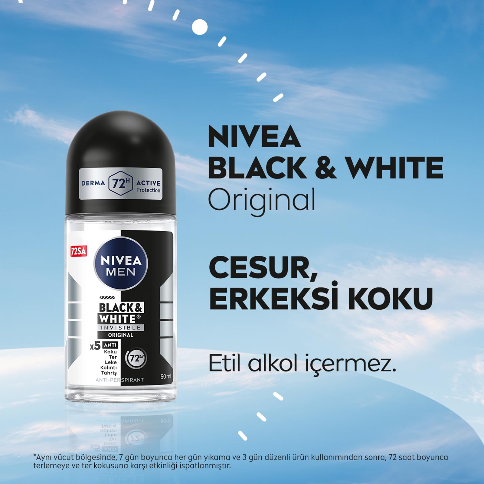 NIVEA MEN Erkek Roll-on Deodorant Black&White Invisible Original 50ml Ve Mini Roll-on 25ml, 72 Saat Anti-Perspirant Koruma