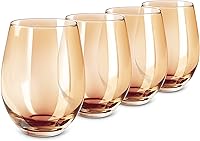 Vista 1 de LUXU Copas de vino sin tallo de ámbar (juego de 4) de 20 onzas, vasos de vino de colores para beber jugo, vasos de vino de vidrio multiusos, vasos