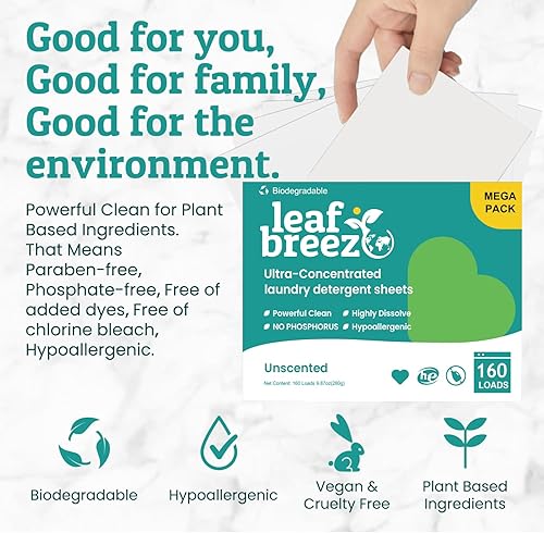 Miniatura 2 de Breezleaf Hojas de detergente para ropa, sin perfume, 164 cargas, tira de lavandería ecológica para viajes y hogar, tiras de jabón hipoalergénicas