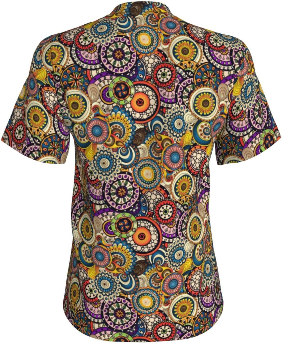 Womens Ethnic Circles Floral Pattern Print Short Sleeve V Neck T-Shirts Casual Breathable Tee Basic Summer Tops 2026