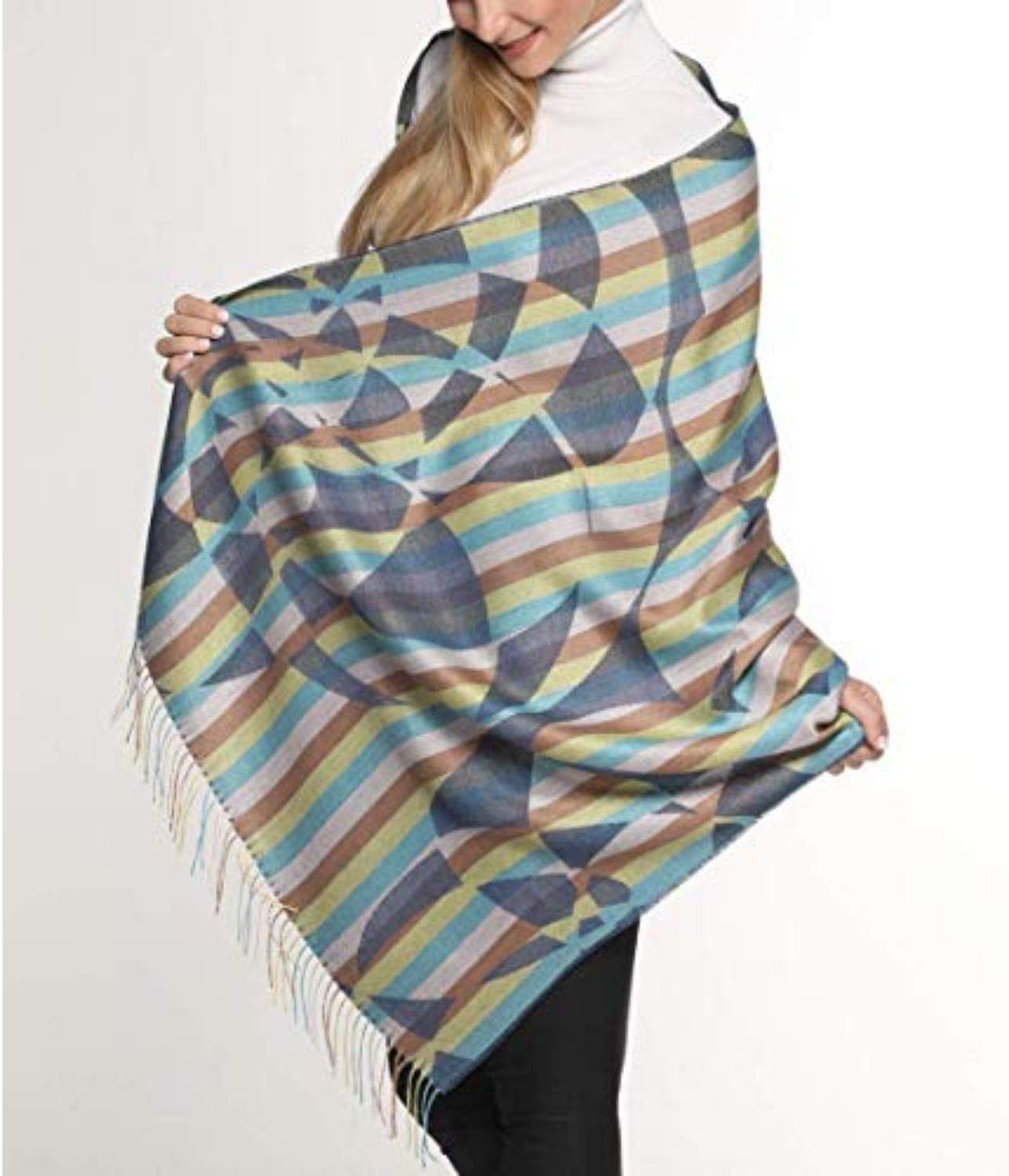 Multicolour Striped 70% Baby Alpaca 30% Silk Shawl