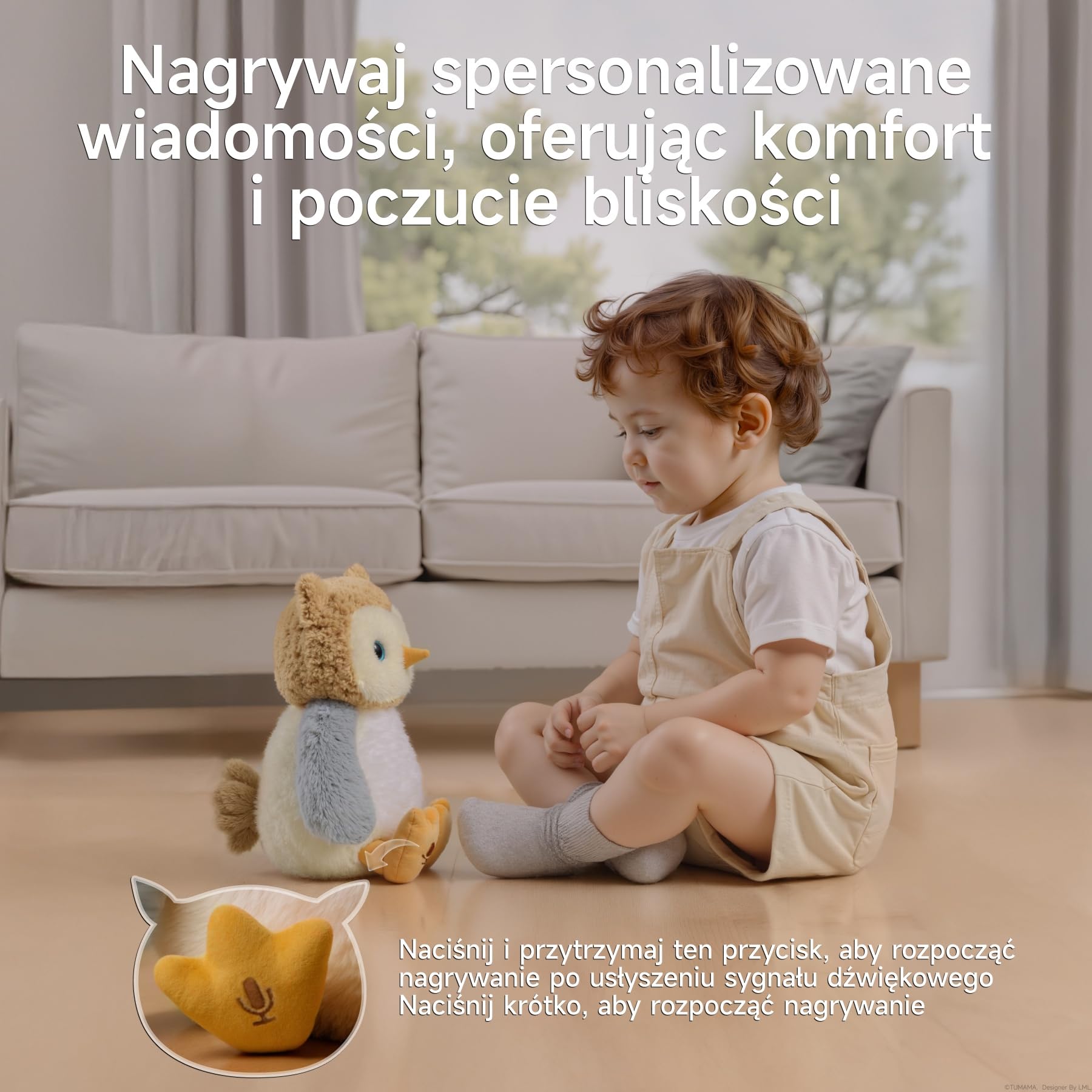 Interaktywna Sowa Zabawka Pluszowa, Elektryczna Pluszak Sowa z Dźwiękiem i Muzyczna, Mówi Powtarza Pluszowy, Przytulanka Prezent dla Dzieci