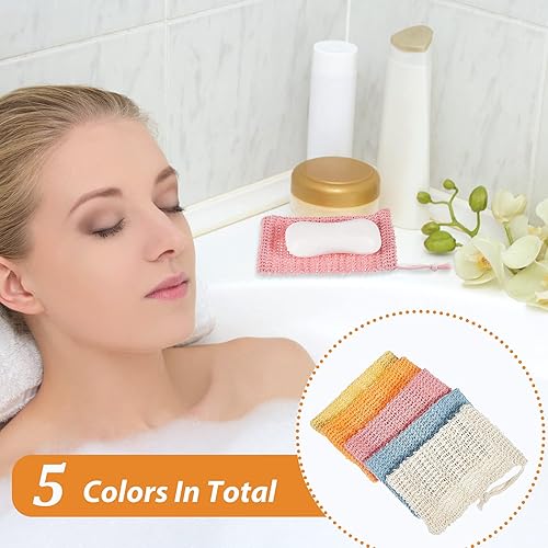 Miniatura 9 de Bolsa protectora de jabón de sisal natural para espumar y secar las barras de jabón, bolsa de jabón de ducha (beige, 3.9 x 5.9in)