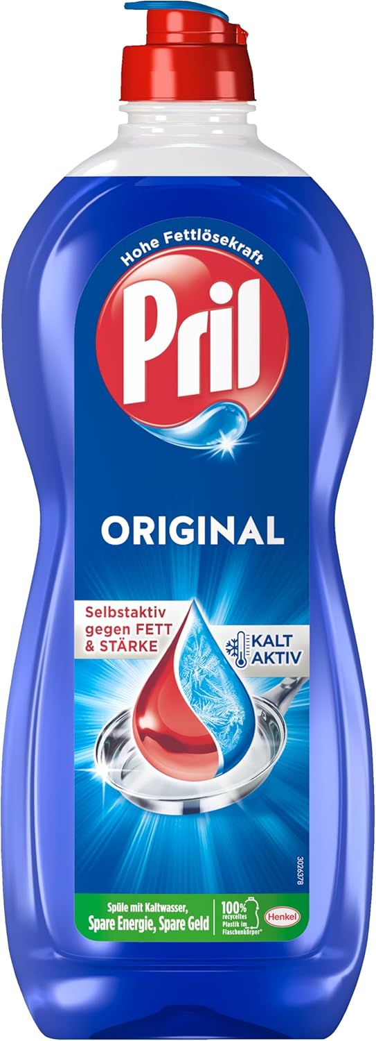 Pril Original (675 ml), hand dishwashing detergent with highest degreasing power, for clean dishes even in cold water