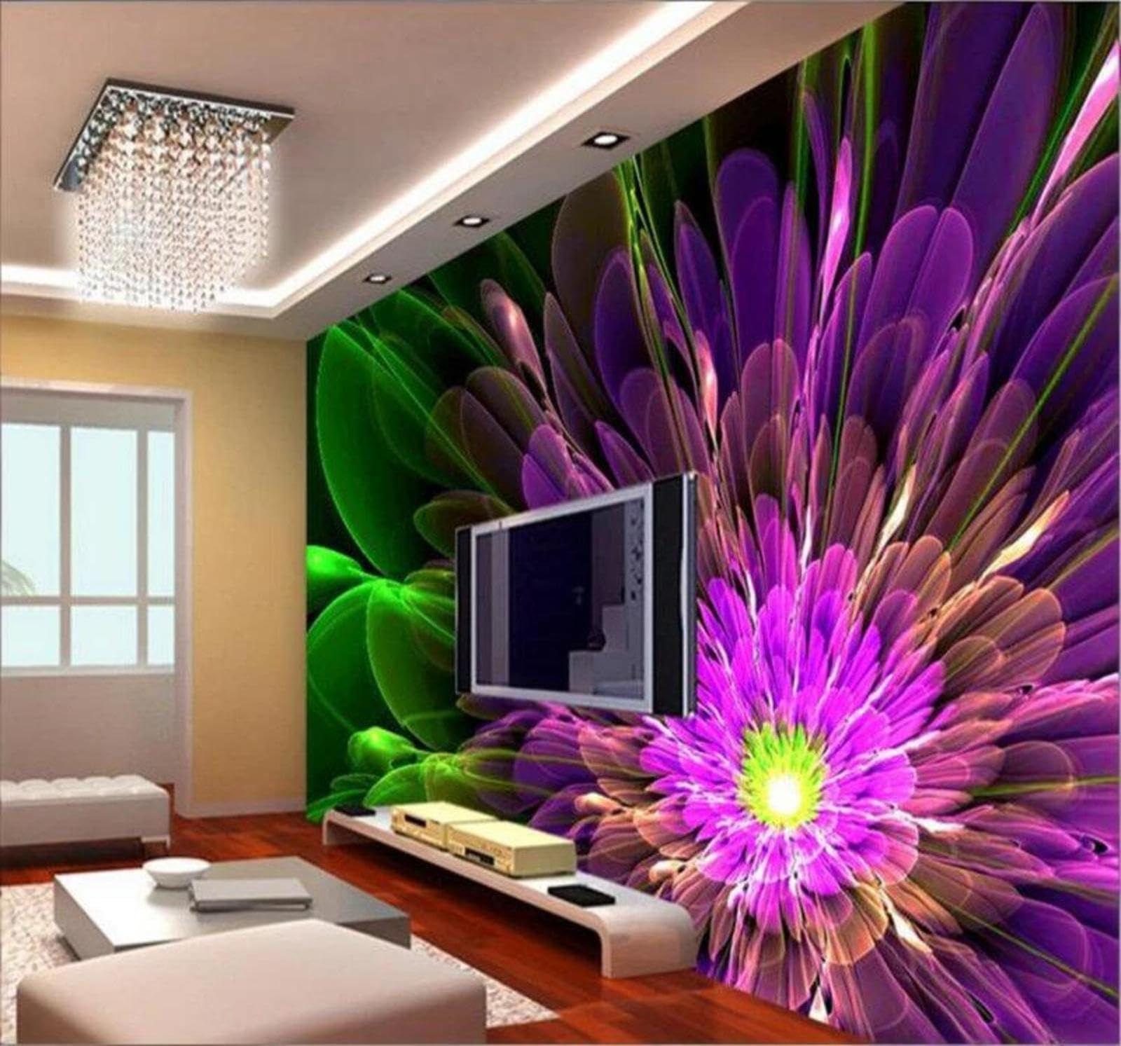 Wallpaper-3D-Xlm 200Cm×140Cm(B×H) Creative Beautiful Three Dimensional Colourful Flowers 3D Wallpaper Easy Install Feature Office Living Room Sofa Bedroom Tv Background Wall Decoration-200Cm×140Cm