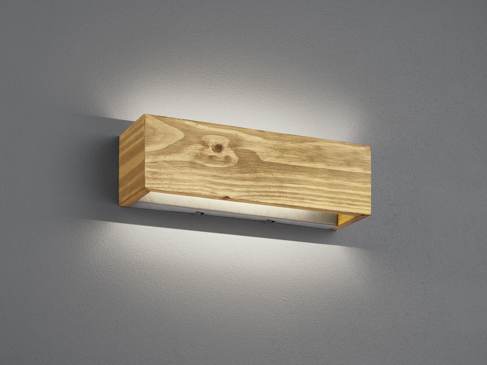 TRIO, Applique, Brad incl. 1 x LED,SMD,13,5 Watt,3000K,1500 Lm. Finitura: Legno naturale, color legno L:37,0cm, A:11,0cm, P:11,0cm Luce su e giù,Dimmerabile tramite interrutto,