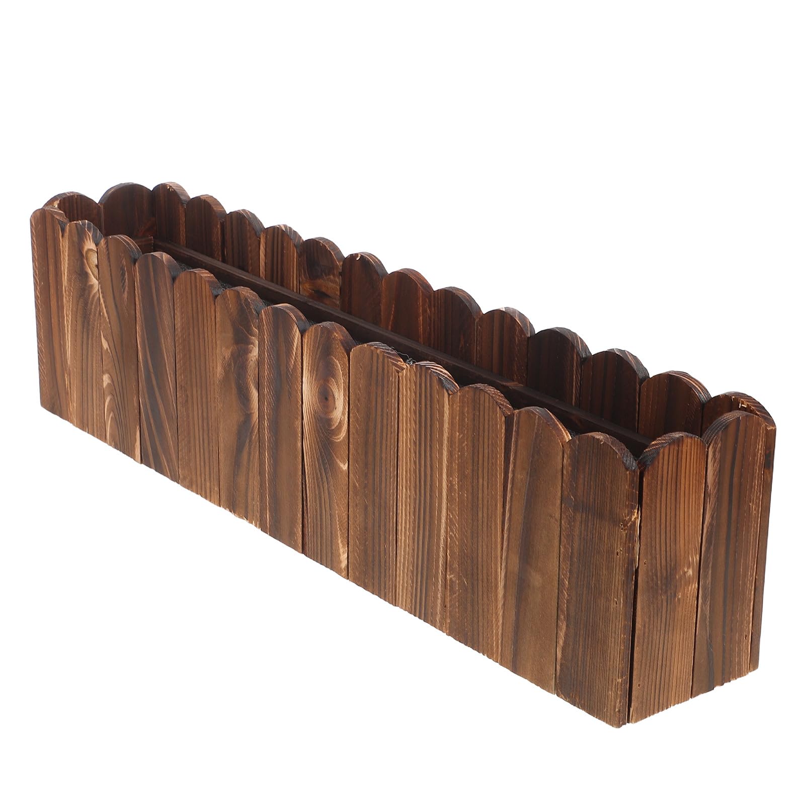 Jardinière rectangulaire rustique en bois 50x9x13 cm avec socle en mousse