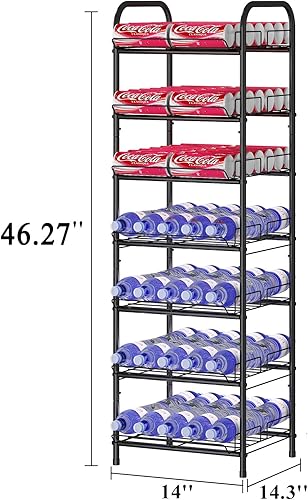 Miniatura 2 de GILLAS Estante de almacenamiento para botellas de agua de 7 niveles, metal vertical independiente, organizador de botellas de agua, estante de