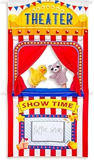Doorway Puppet Show Theater Curtain, 67"×31" Foldable Hanging Puppet Stage Curtain with 2 Adjustable Rods, Ideal for Pretend Play, Hand Puppets, Christmas Home Game