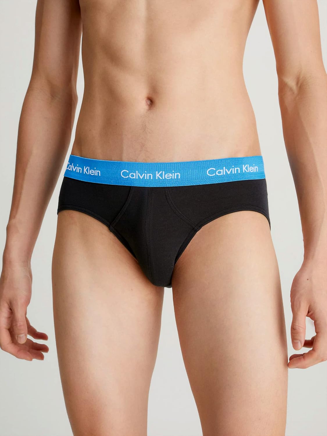 Calvin Klein Men's CK 3 Pack Visible Elastic Microfiber Briefs Item NB3073A HIP Brief 3PK M Black (B-grey Heather, Wht, Palace Blue Wb)