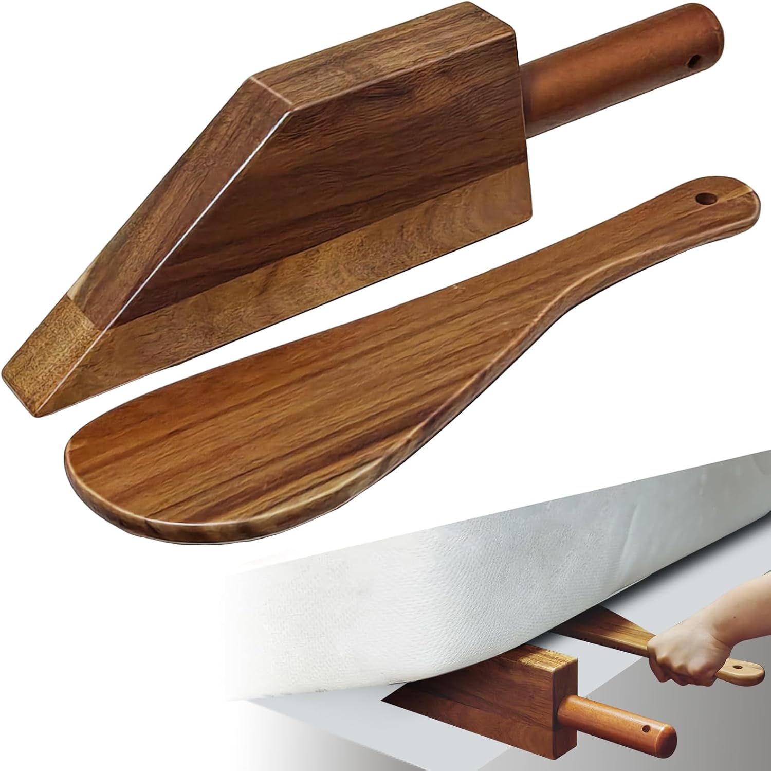 Mattress Lifter Tool for Changing Sheets and Bed Skirts, Bed Sheet Tucker for Seniors and Bed Makers, Easy to Lift Mattress, Acacia Wood