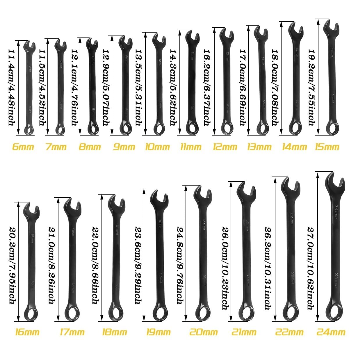 Telescopic Ratchet 1 zestaw Czarny klucz grzechotkowy otwarty Dwufunkcyjne narzędzie grzechotkowe Kluczowe ręczne do naprawy samochodu klucz dynamometryczny(12pcs)