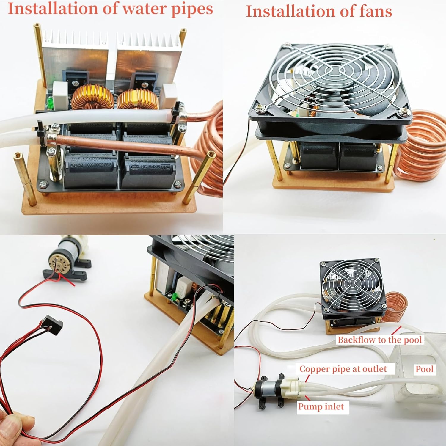 AUNMAS 1000W ZVS Induction Heater Kit, 12-48V Low Voltage Flyback Driver Board with Cooling System for Metal Melting, DIY Heater Module with Brass Coil and Graphite Crucible