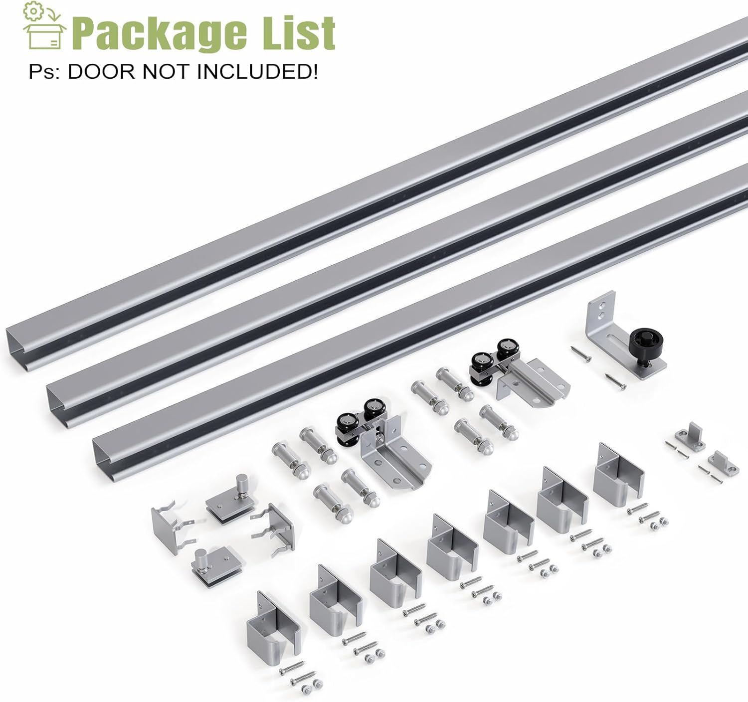 Easelife 10FT Exterior Sliding Barn Door Hardware Kit, Box Rail Track, 450lb Capacity, Sliver Weather-Resistant Steel, Wall Mount System for Outdoor Use, Fit Single 60in Door