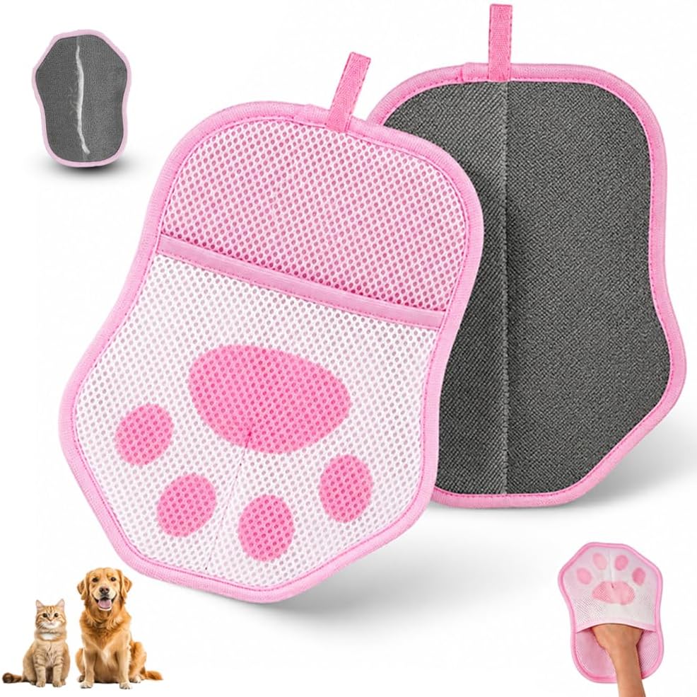 Nexius Electrostatic Pet Hair Remover Glove for Dogs & Cats, Reusable Pet Hair Mitt, Cat & Dog Fur Removal Glove, Hair Removal Mitt, Washable Lint Glove for Daily Pet Hair Cleanup (Pack of 1,Pink)