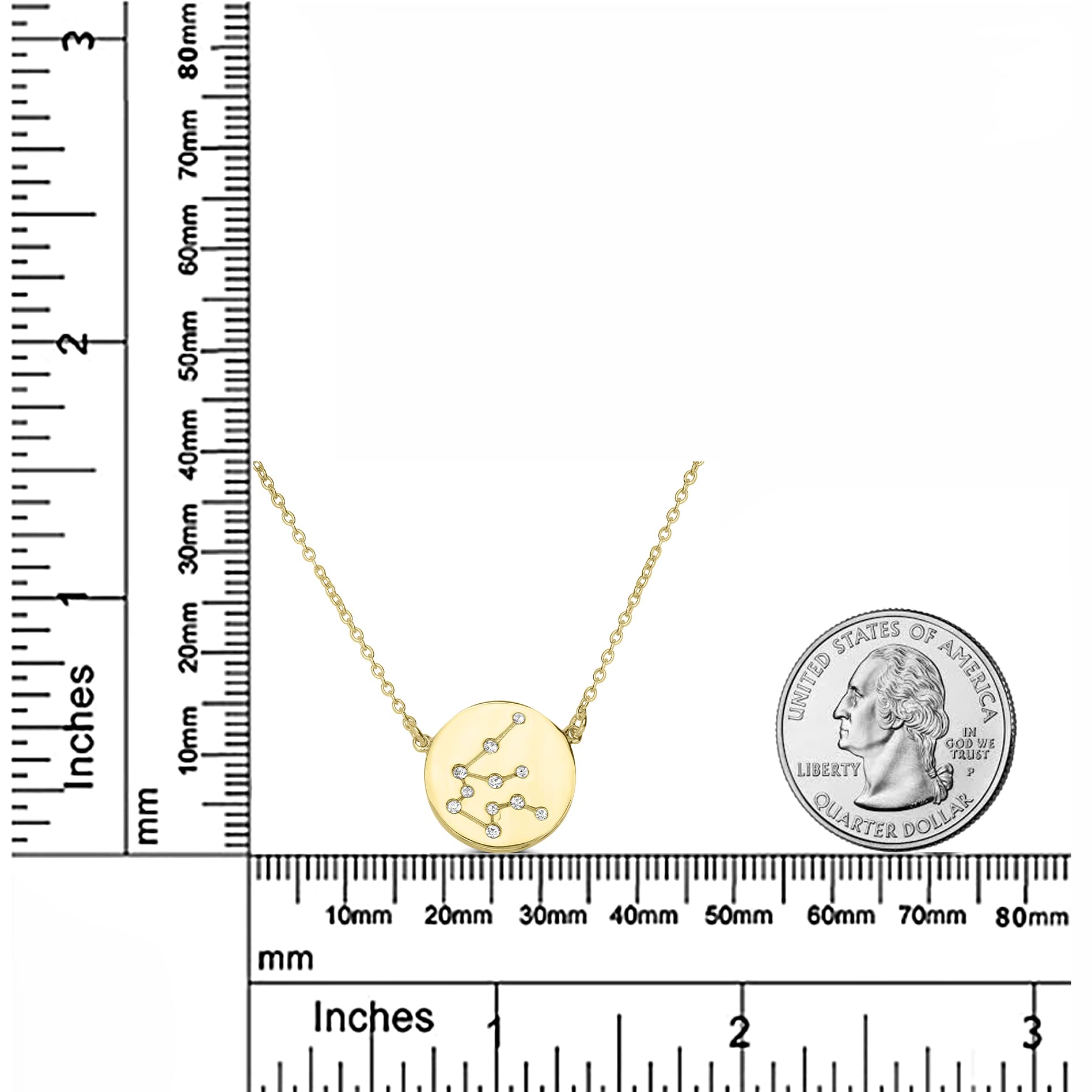 Collar con colgante de plata de ley y cristal chapado en oro con cadena de cable de 40,6 cm, colgante de mes de nacimiento, regalo de joyería para ella
