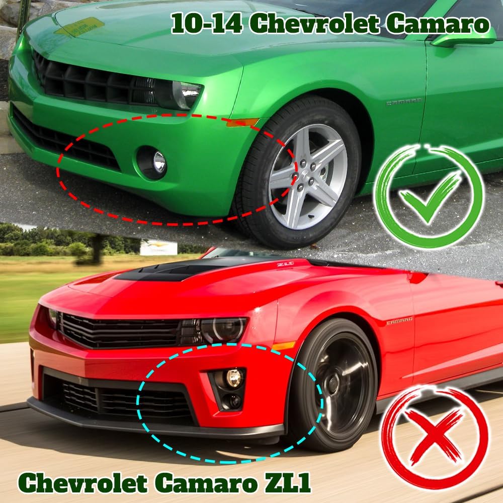 9pcs Combo Front Bumper Body Kit Lip + Side Skirt Extensions Diffuser Compatible with 2010-2013 Chevy Camaro V6 Model Only (Unpainted Black)