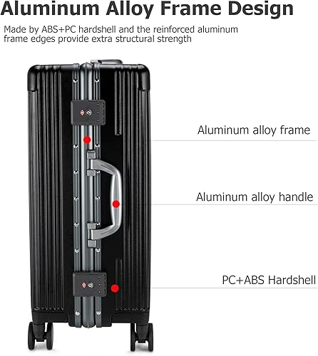 Miniatura 2 de feilario Equipaje de rueda giratoria expandible con marco de aluminio sin cremallera, bloqueo TSA incorporado en la maleta, con portavasos y soporte