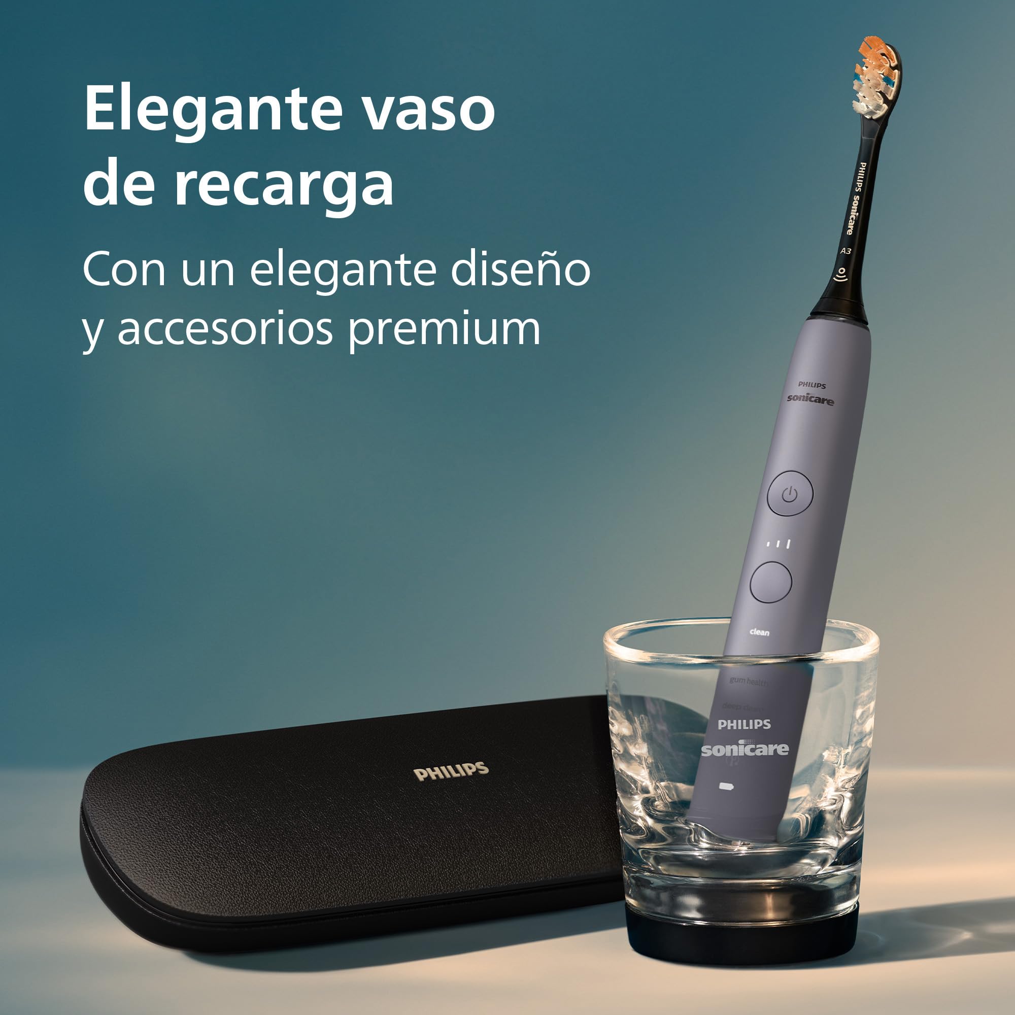 Philips Sonicare DiamondClean Smart 9400, cepillo dental eléctrico, sónico con aplicación, sensor de presión, detección de cabezal de cepillado, gris, modelo HX9917/90