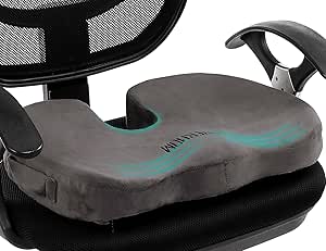 foverhom Coussin de Siège Orthopédique Anti-Dérapant,Coussins en Mousse Mémoire Gel pour avec Housse Velboa,Soulage Les Douleurs du Coccyx, du Dos et la Sciatique