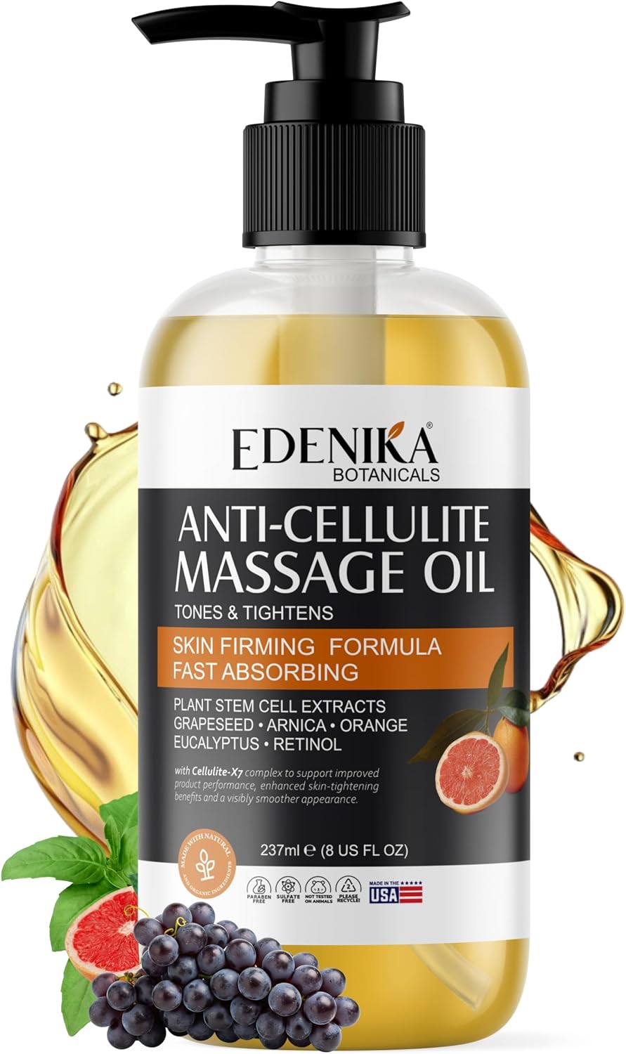 Firming Anti Cellulite Massage Oil with Grapeseed Oil, Caffeine & Retinol