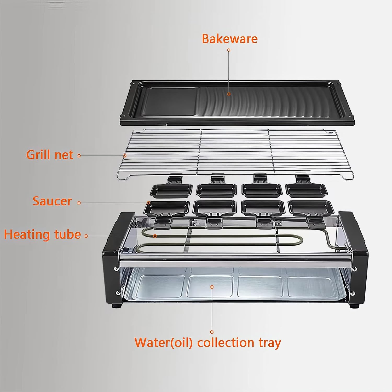 Electric Raclette Grill, Nonstick Indoor Griddle with 8 Cheese Pans and 2 Wooden Spatulas, Smokeless BBQ Grill for Cooking Parties (Black)