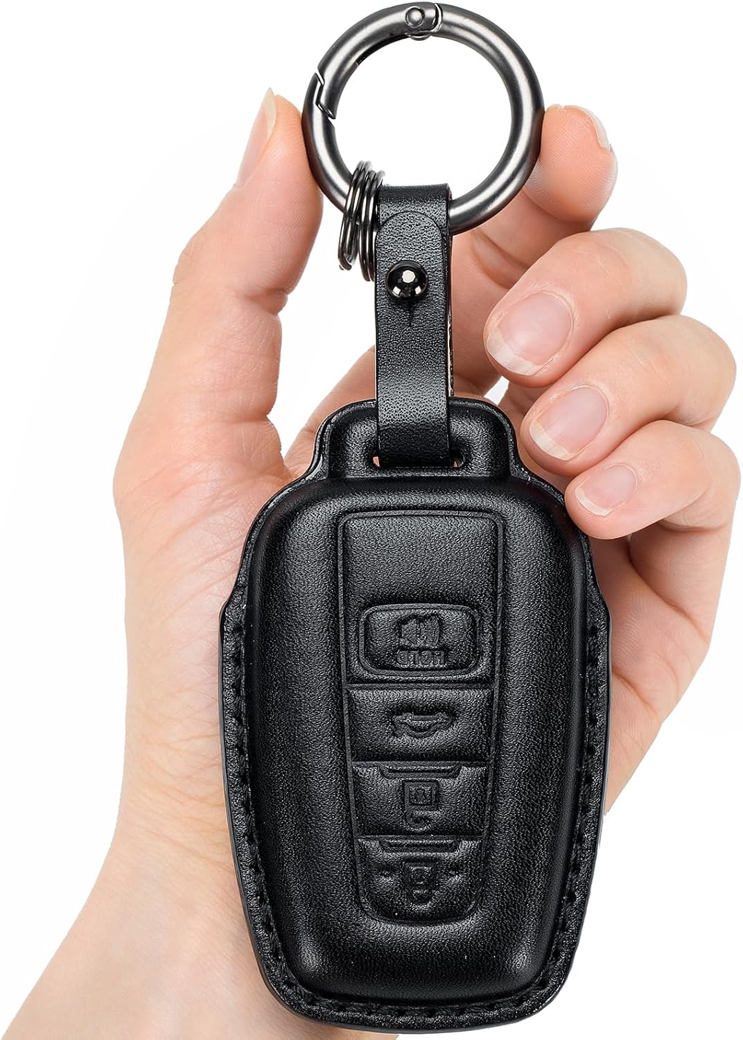 for Toyota Key Fob Cover Genuine Leather with Keychain,Leather Key Case Protector Compatible with 2018-2022 RAV4 Highlander Avalon C-HR Prius Corolla Smart Key Anti-dust Full Protection
