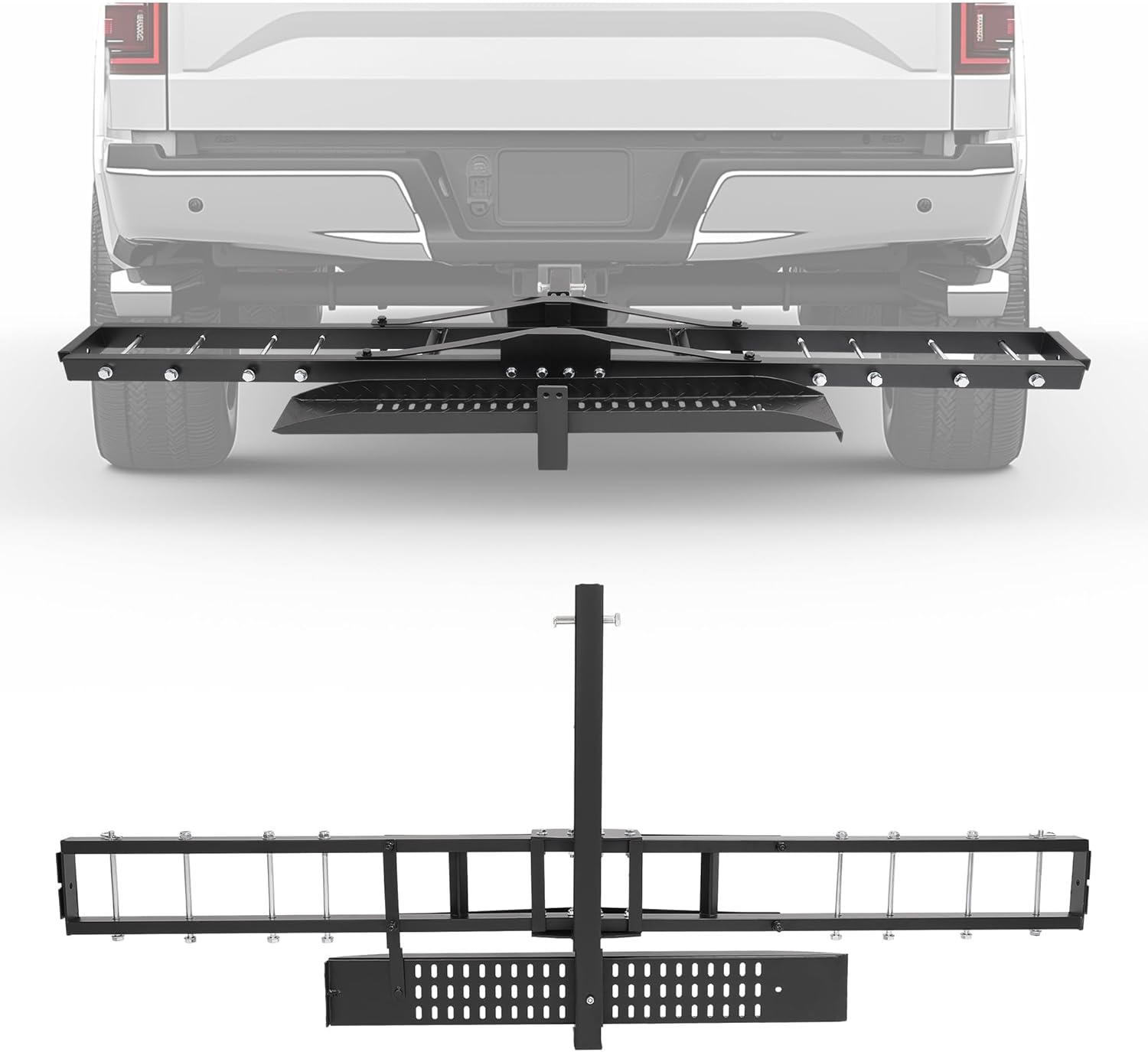 ECOTRIC 500LB Heavy Duty Hitch Mount Motorcycle Carrier Rack for Dirt Bikes & Scooters - Steel w/ Ramp, Anti-Sway Lock