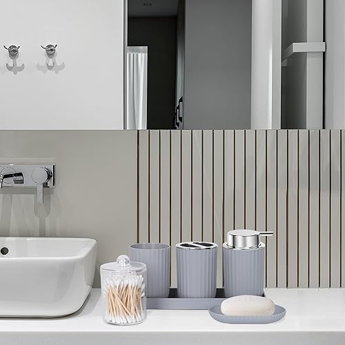 Miniatura 2 de FEILANDUO Juego de accesorios de baño completo, juego de 8 piezas de accesorios de baño con basura, dispensador de jabón, jabonera, soporte para