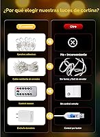 Vista 5 de Brightown - Cadena de luces de cortina con 300 LED, 3 mt de luces colgantes de hadas con control remoto, 8 modos, luces impermeables para ventanas