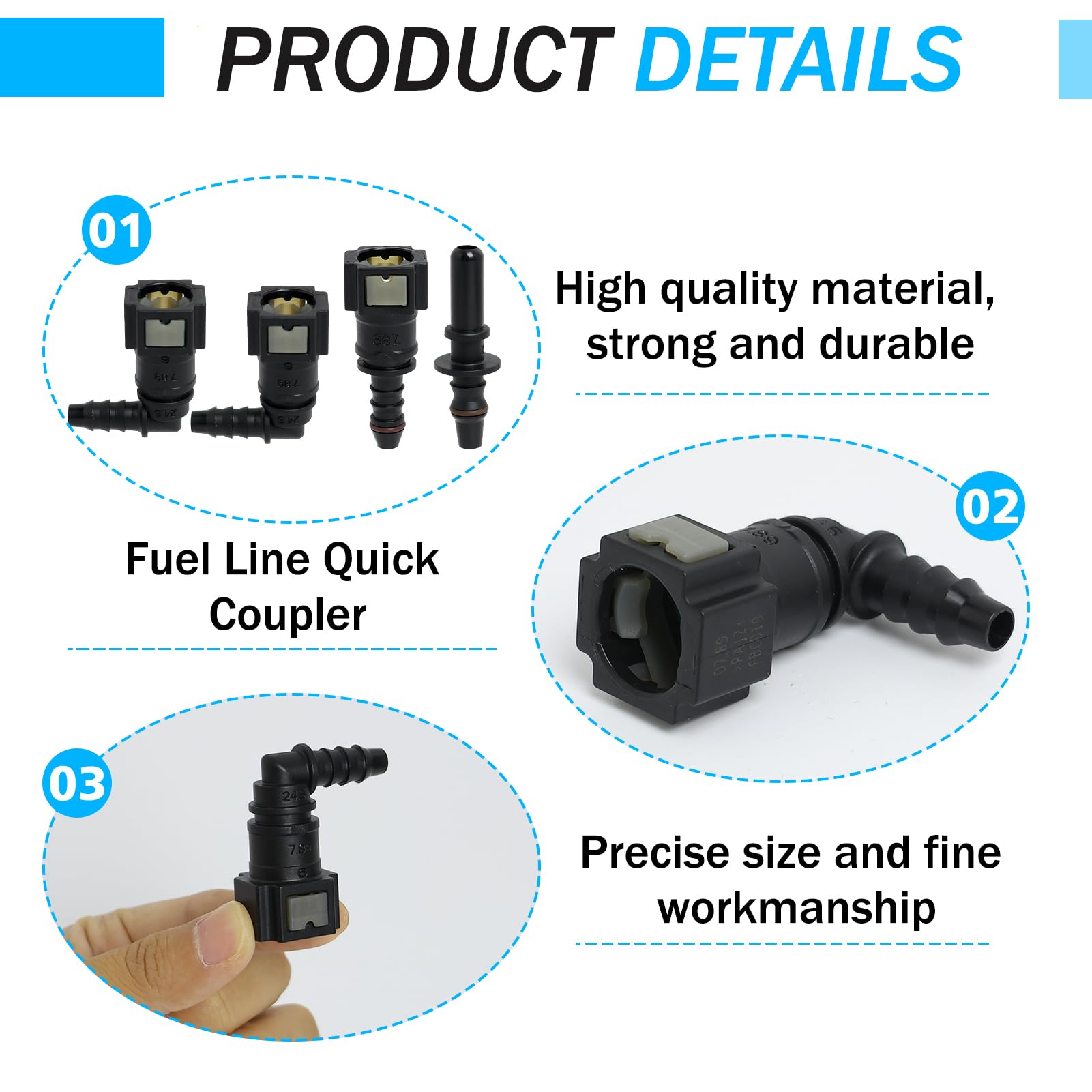 LEIBOCHAO Connettori Tubo Carburante - Set 4 Pezzi Con Angoli 90° E Dritti, Per Auto - Foto 11