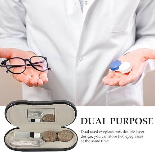 Miniatura 6 de Healifty Estuche para lentes de contacto y estuche para gafas, funda doble 2 en 1, con removedor de pinzas de espejo, caja de almacenamiento de